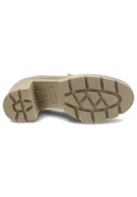 Beżowe Półbuty Lemar Wygodne Skórzane Buty. Okazja: na co dzień. Kolor: beżowy. Materiał: skóra. Wzór: aplikacja. Obcas: na obcasie. Styl: casual, rockowy, elegancki. Wysokość obcasa: średni #3