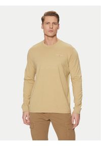 Tommy Jeans Longsleeve Linear DM0DM21138 Beżowy Slim Fit. Kolor: beżowy. Materiał: bawełna. Długość rękawa: długi rękaw