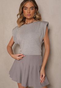 Renee - Szara Bluzka z Wiskozy z Ozdobnymi Ramionami Mavienne. Okazja: na co dzień. Kolor: szary. Materiał: wiskoza. Styl: klasyczny, elegancki, casual #3