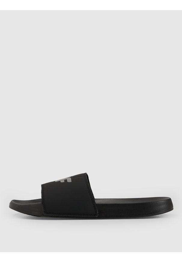 4f - 4F Klapki męskie - czarne 44. Okazja: do domu, na co dzień, na plażę. Kolor: czarny. Materiał: guma. Sezon: lato. Styl: casual