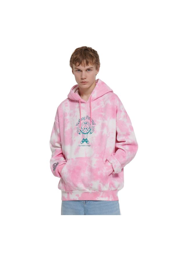 Cropp - Różowa bluza z kapturem - Różowy. Typ kołnierza: kaptur. Kolor: różowy. Materiał: bawełna, dzianina. Wzór: nadruk