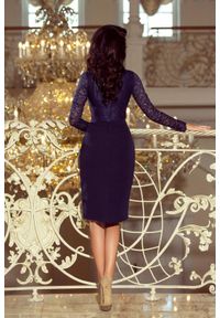 Numoco - Elegancka ołówkowa sukienka z koronką. Materiał: koronka. Długość rękawa: krótki rękaw. Wzór: koronka. Typ sukienki: ołówkowe. Styl: elegancki #3