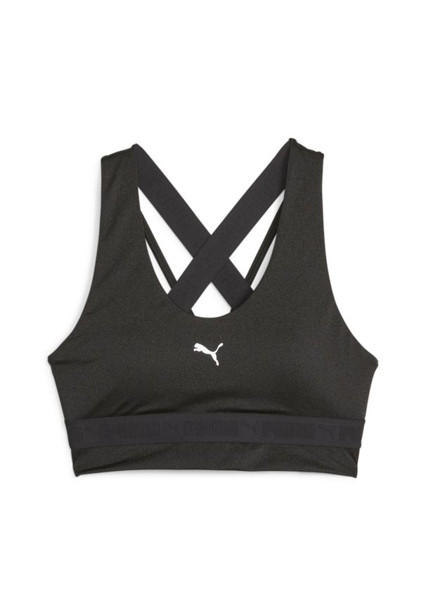Biustonosz dla kobiet Puma Mid Impact Puma Strong Shine. Kolor: czarny. Sport: fitness