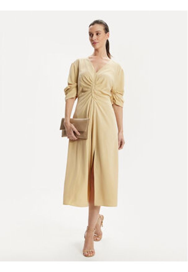 DKNY Sukienka codzienna D2A4BIAM Beżowy Regular Fit. Okazja: na co dzień. Kolor: beżowy. Materiał: lyocell. Typ sukienki: proste. Styl: casual