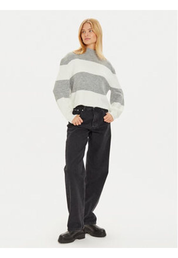 Brave Soul Sweter LK-230MOLLIEC Szary Loose Fit. Kolor: szary. Materiał: syntetyk