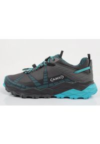Buty sportowe trekkingowe damskie Aku Flyrock Gore-tex wytrzymałe. Kolor: wielokolorowy, niebieski, szary. Materiał: materiał. Szerokość cholewki: normalna. Styl: sportowy