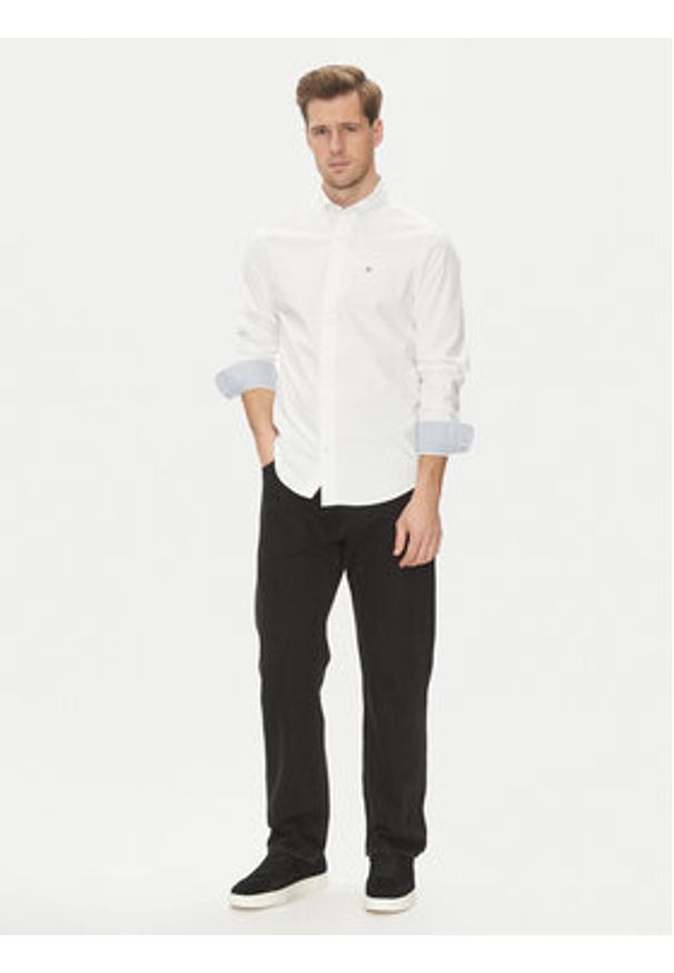 GANT - Gant Koszula Slim Oxford Stretch 3230115 Biały Slim Fit. Kolor: biały. Materiał: bawełna