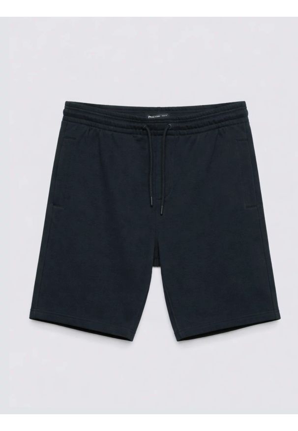 Big-Star - Szorty męskie dresowe granatowe Luiss 403. Kolor: niebieski. Materiał: dresówka. Wzór: haft, ze splotem. Styl: sportowy