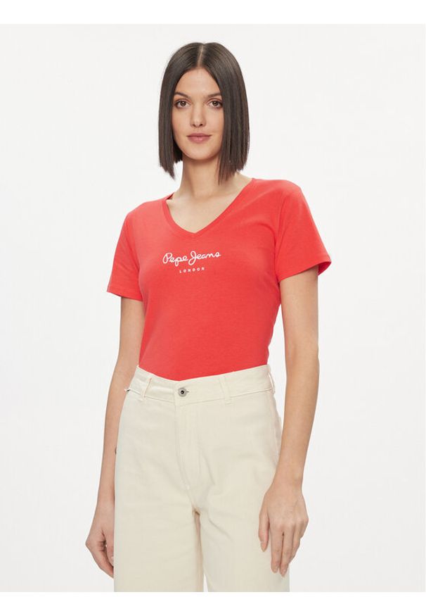 Pepe Jeans T-Shirt Wendy PL505482 Czerwony Regular Fit. Kolor: czerwony. Materiał: bawełna