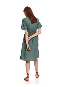 TOP SECRET - Tkaninowa koszulowa sukienka. Kolor: zielony. Materiał: tkanina. Długość rękawa: krótki rękaw. Sezon: lato. Typ sukienki: koszulowe. Styl: klasyczny #5