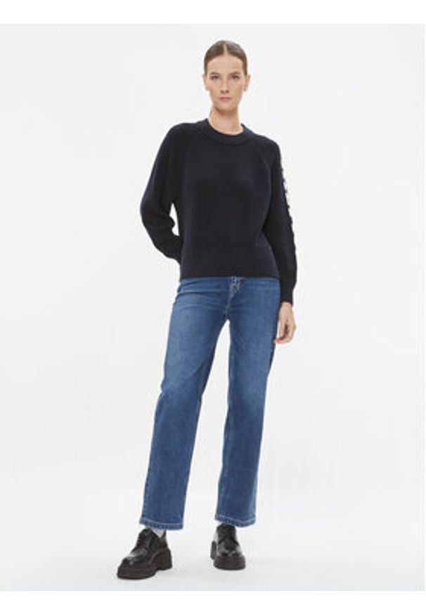 TOMMY HILFIGER - Tommy Hilfiger Sweter WW0WW39002 Granatowy Regular Fit. Kolor: niebieski. Materiał: bawełna