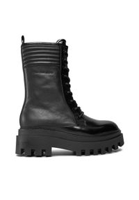 Calvin Klein Jeans Botki Flatform Knee Boot Laceup Lth Wn YW0YW01137 Czarny. Kolor: czarny
