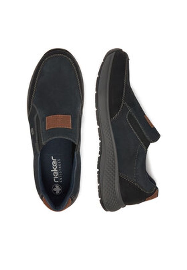 Rieker Półbuty B7654-02 Czarny. Kolor: czarny. Materiał: nubuk, skóra