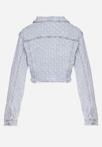 Born2be - Jasnoniebieska Kurtka Jeansowa o Krótkim Kroju Zdobiona Przetarciami Zaritia. Okazja: na co dzień. Kolor: niebieski. Materiał: jeans. Długość rękawa: długi rękaw. Długość: krótkie. Wzór: aplikacja. Styl: klasyczny, casual, elegancki #6