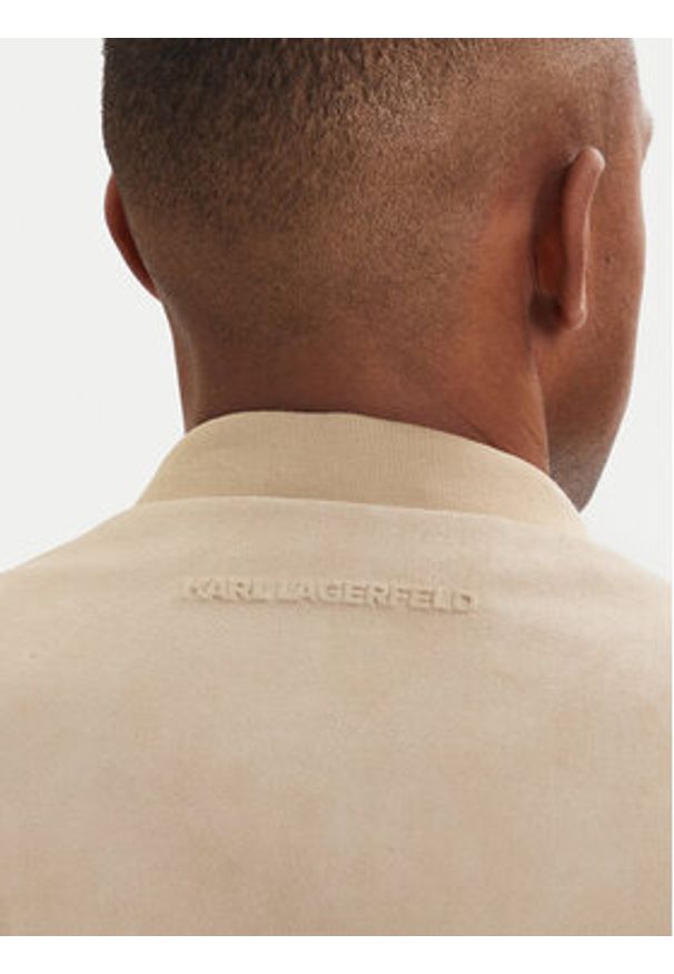 Karl Lagerfeld - KARL LAGERFELD Kurtka skórzana 555011 562411 Beżowy Regular Fit. Typ kołnierza: dekolt w karo. Kolor: beżowy. Materiał: skóra