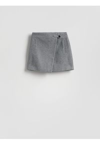 Reserved - Spódnica mini z zakładką - ciemnoszary. Kolor: szary. Materiał: tkanina. Długość: krótkie #1