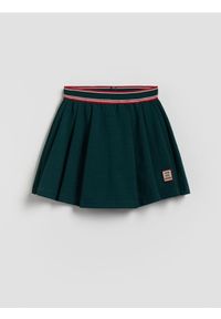 Reserved - Gładkie spódnico-szorty - morski. Kolor: morski. Materiał: tkanina. Wzór: gładki #1