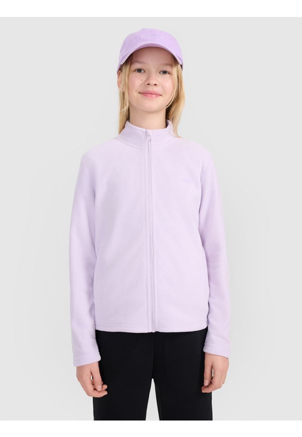 4f - 4F Polar slim ze stójką dziewczęcy - fioletowy 164 (13-14 lat). Typ kołnierza: kołnierzyk stójkowy. Kolor: fioletowy. Materiał: polar. Wzór: gładki. Sezon: lato. Sport: narciarstwo, turystyka piesza, wspinaczka, snowboard