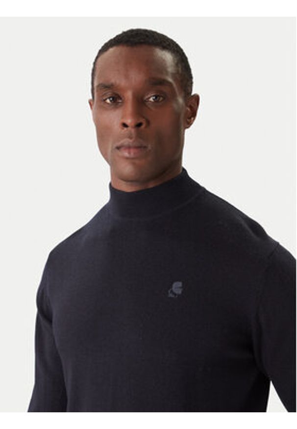 Karl Lagerfeld - KARL LAGERFELD Golf 655002 554399 Granatowy Slim Fit. Typ kołnierza: golf. Kolor: niebieski. Materiał: wełna