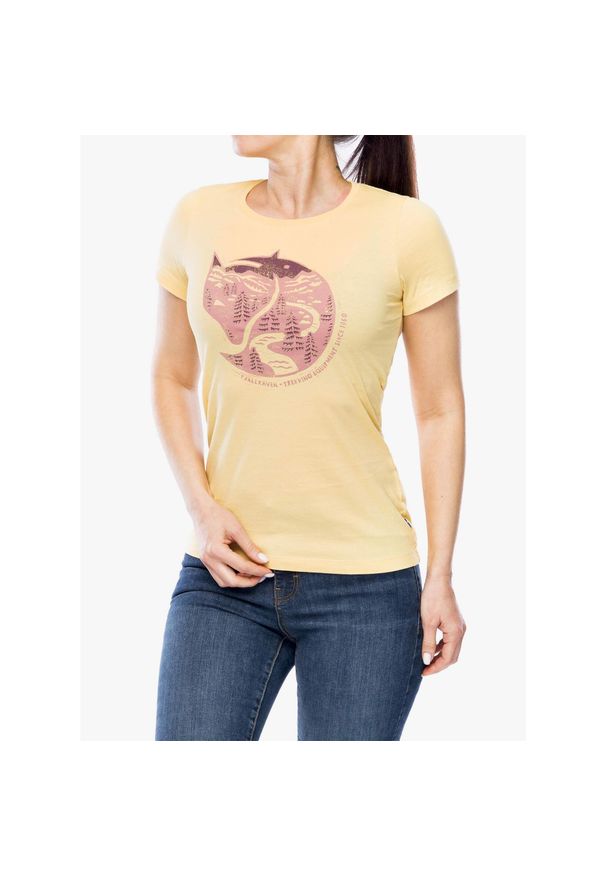 Fjällräven - Koszulka lifestylowa damska Fjallraven Arctic Fox Print T-shirt. Kolor: żółty. Wzór: nadruk