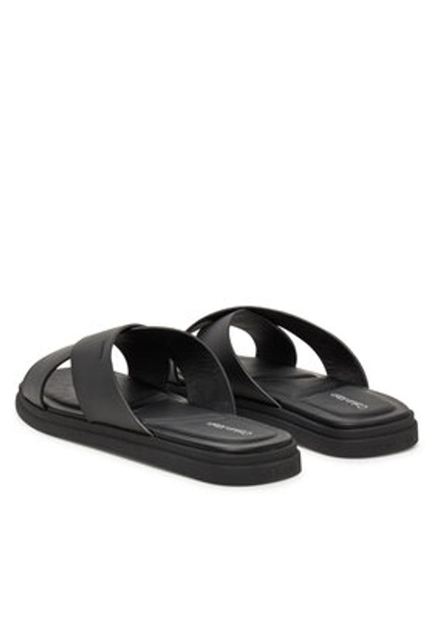 Calvin Klein Klapki Criss Cross Sandal HM0HM01737 Czarny. Kolor: czarny. Materiał: skóra