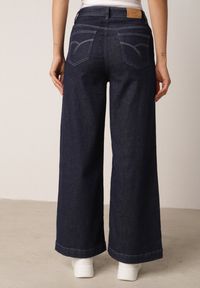 Born2be - Niebieskie Bawełniane Szerokie Jeansy z Wysokim Stanem Ozdobione Wiązaniem Lilinieth. Okazja: na co dzień. Stan: podwyższony. Kolor: niebieski. Wzór: aplikacja. Styl: klasyczny, casual #7