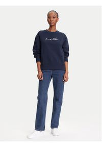 TOMMY HILFIGER - Tommy Hilfiger Bluza Script WW0WW47159 Granatowy Regular Fit. Kolor: niebieski. Materiał: bawełna #5