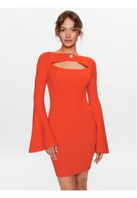 Liu Jo Sukienka dzianinowa WF3123 MS49I Pomarańczowy Slim Fit. Kolor: pomarańczowy. Materiał: wiskoza, dzianina #1