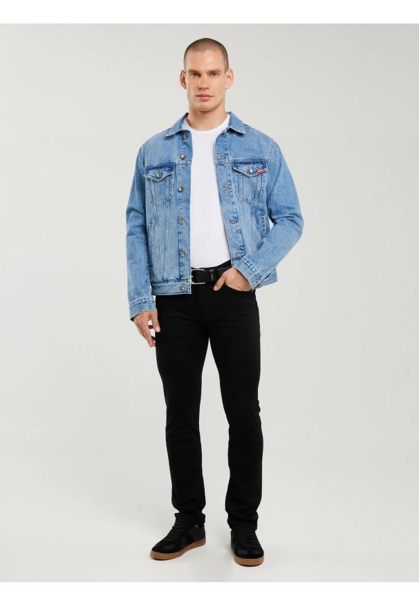 Big-Star - Jeansy męskie skinny czarne Jeffray 915. Kolor: czarny. Wzór: gładki