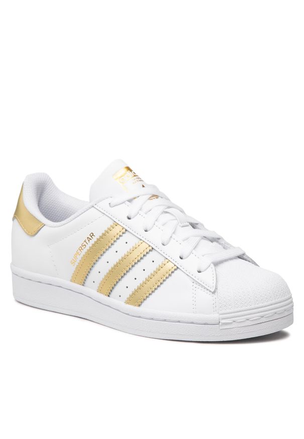 Adidas - Buty adidas - Superstar W FX7483 Ftwwht/Goldmt/Ftwwht. Zapięcie: sznurówki. Kolor: biały. Materiał: skóra. Szerokość cholewki: normalna. Sezon: lato. Model: Adidas Superstar