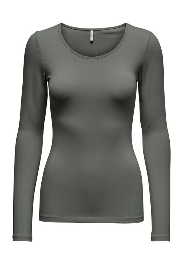 only - ONLY Bluzka Live Love 15204712 Szary Stretch Fit. Kolor: szary. Materiał: bawełna