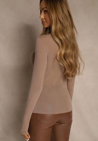 Renee - Brązowa Wiskozowa Bluzka Longsleeve Golf z Kaszmirem Vidara. Typ kołnierza: golf. Kolor: brązowy. Materiał: wiskoza, kaszmir. Długość rękawa: długi rękaw #2