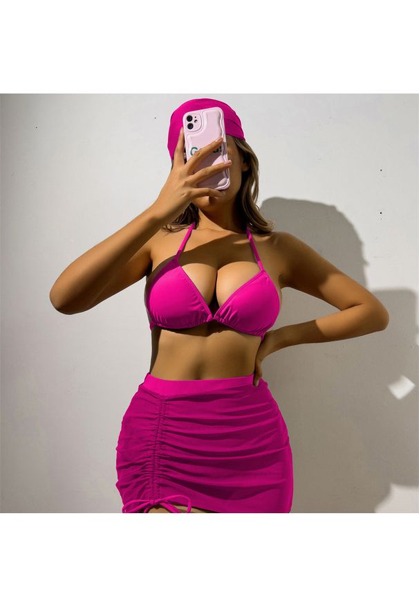 Intica - Bikini z pareo na plażę i basen regulowane lekkie Ileen. Kolor: zielony. Materiał: tkanina