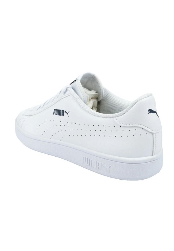Puma - Damskie Skórzane Buty Treningowe Smash V2. Kolor: biały. Materiał: skóra. Styl: sportowy