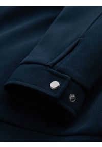 Ombre Clothing - Męska kurtka typu biker ze stójką i kieszeniami – granatowa V1 - Rozmiar: L. Okazja: na co dzień. Typ kołnierza: kołnierzyk stójkowy. Kolor: niebieski. Materiał: syntetyk, tkanina, poliester, materiał. Wzór: ze splotem. Styl: casual #5