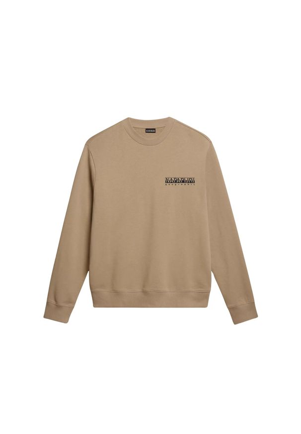 Bluza Napapijri Faber. Kolor: beżowy. Materiał: bawełna. Długość rękawa: długi rękaw. Długość: długie. Wzór: nadruk