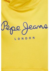 Pepe Jeans bluza bawełniana GEORGE HOODY męska kolor żółty z kapturem z aplikacją. Typ kołnierza: kaptur. Kolor: żółty. Materiał: bawełna. Wzór: aplikacja