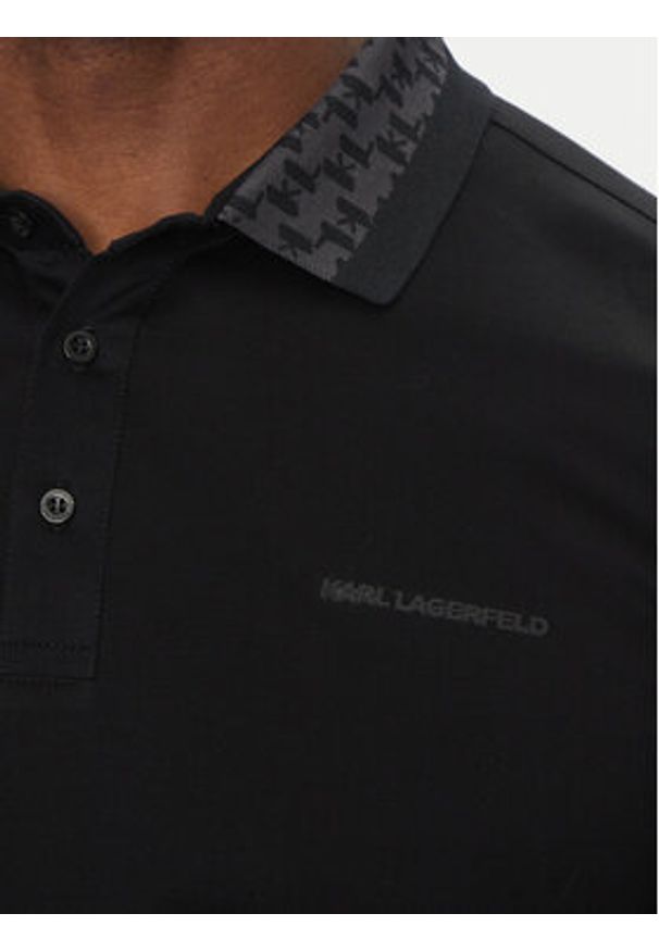 Karl Lagerfeld - KARL LAGERFELD Polo 745001 552200 Czarny Slim Fit. Typ kołnierza: polo. Kolor: czarny. Materiał: bawełna