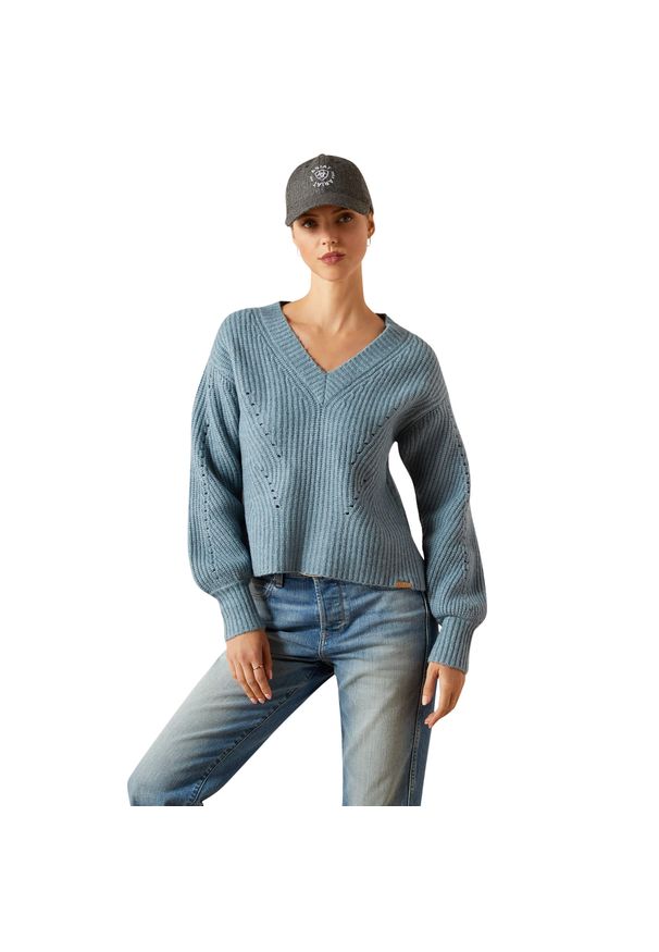 Sweter damski Ariat Blaydon. Kolor: niebieski. Materiał: polar. Sezon: zima