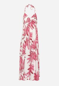 Born2be - Fuksjowa Wiskozowa Sukienka z Motywem Liści Siloressa. Okazja: na co dzień. Kolor: różowy. Materiał: wiskoza. Sezon: lato. Styl: elegancki, casual #7