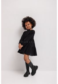 Marsala - MINI sukienka rozkloszowana w kolorze CZARNYM - BLUSH-80-86 (12-18). Kolor: czarny. Materiał: bawełna. Długość rękawa: krótki rękaw. Długość: mini
