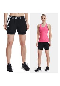 Under Armour - Spodenki fitness damskie UNDER ARMOUR Play Up 2-in-1. Kolor: brązowy, zielony, czarny, wielokolorowy. Sport: fitness #1