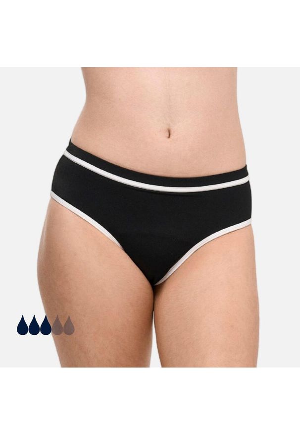 SORIO - Strój kąpielowy menstruacyjny dla nastolatek - średnio obfite krwawienie - Ava. Kolor: czarny. Materiał: nylon