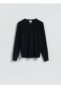 Reserved - Wełniany sweter z dodatkiem kaszmiru - czarny. Kolor: czarny. Materiał: wełna, kaszmir