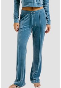 Juicy Couture - JUICY COUTURE Niebieskie damskie spodnie dresowe Tina Trackpants, Rozmiar S. Kolor: niebieski. Materiał: dresówka