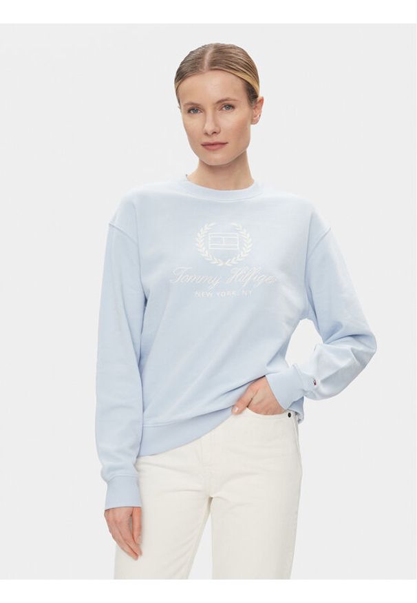 TOMMY HILFIGER - Tommy Hilfiger Bluza Flag Script WW0WW41758 Błękitny Regular Fit. Kolor: niebieski. Materiał: bawełna