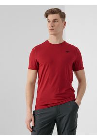 4f - Koszulka treningowa męska. Kolor: czerwony. Materiał: włókno, dzianina. Sport: fitness