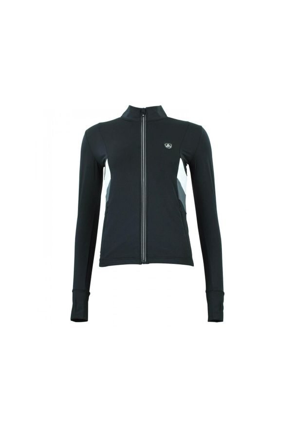 PEAK MOUNTAIN - Damska koszulka typu 1st skin z zamkiem błyskawicznym Peak Mountain. Kolor: czarny. Sport: turystyka piesza