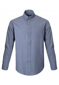 Lekka, Lniano Bawełniana Koszula Męska - Pako Jeans - Niebieska, Prosty Krój. Okazja: na co dzień. Typ kołnierza: button down. Kolor: niebieski. Materiał: bawełna, len. Styl: casual #1