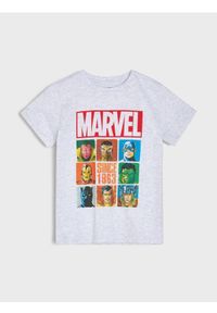 Sinsay - Bawełniana koszulka z nadrukiem Avengers - szary. Kolor: szary. Materiał: bawełna. Wzór: nadruk, motyw z bajki #1